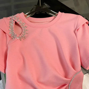 Conjunto casual bordado shorts t shirt