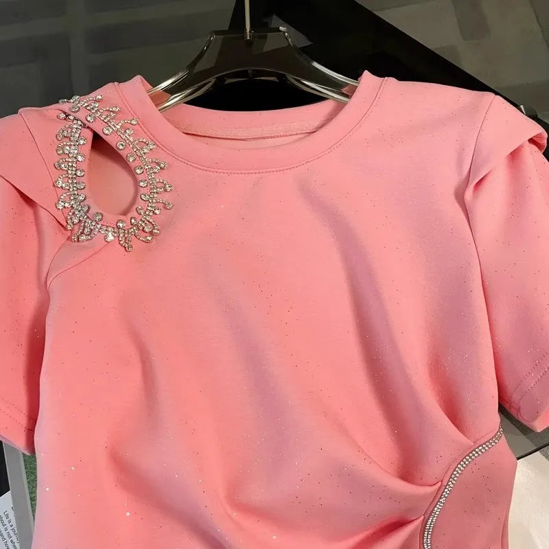 Conjunto casual bordado shorts t shirt