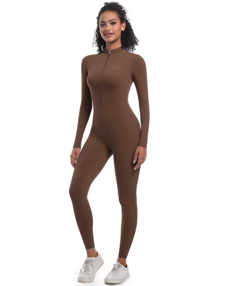 Macacão Fitness Feminino com Zíper Frontal – Modelagem Anatômica e Performance Elegante