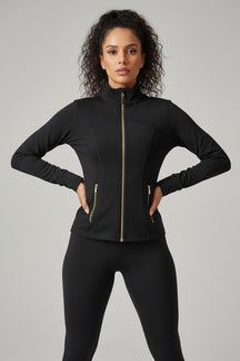 Conjunto Esportivo Feminino com Zíper Dourado e Calça Modeladora