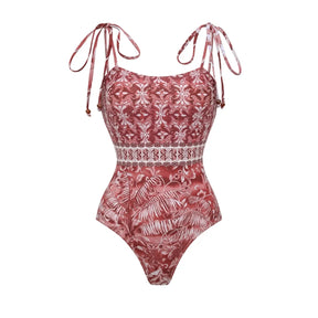 Conjunto  Maiô Estampado com Franja e Efeito Modelador