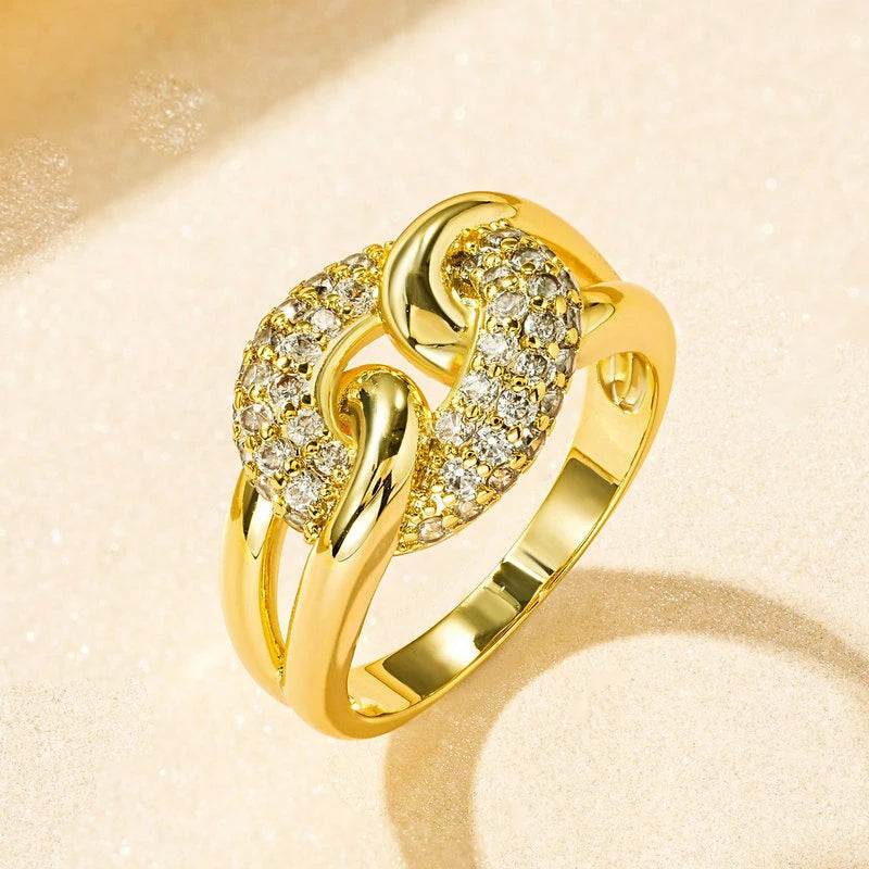 Anel de Luxo – Banhado a Ouro 14k