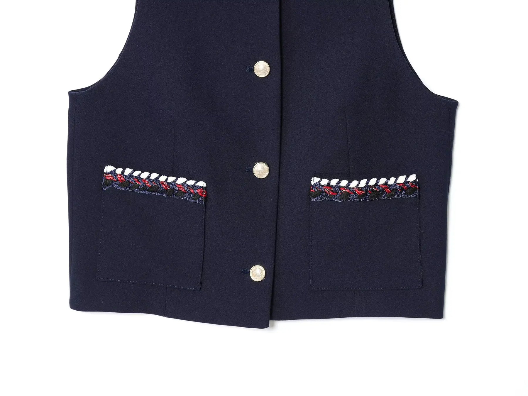 Conjunto – Shorts e Blusa Sem Mangas, Gola Redonda com Detalhes e Shorts de Cintura Alta com Bolsos Laterais