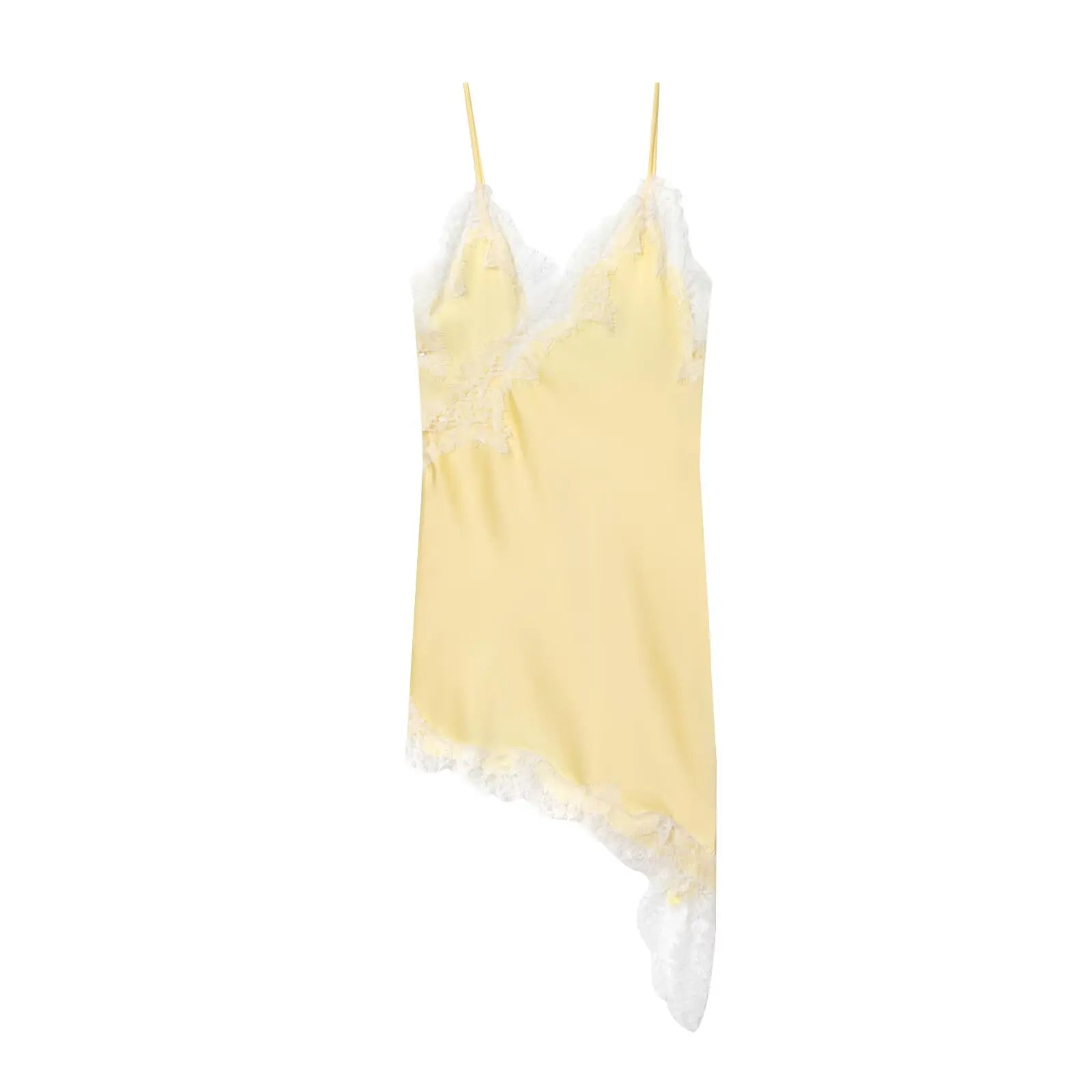 Vestido Mini em Cetim com Renda – Elegância Assimétrica e Sensualidade Delicada