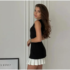 Vestido saia Plissada alfaiataria