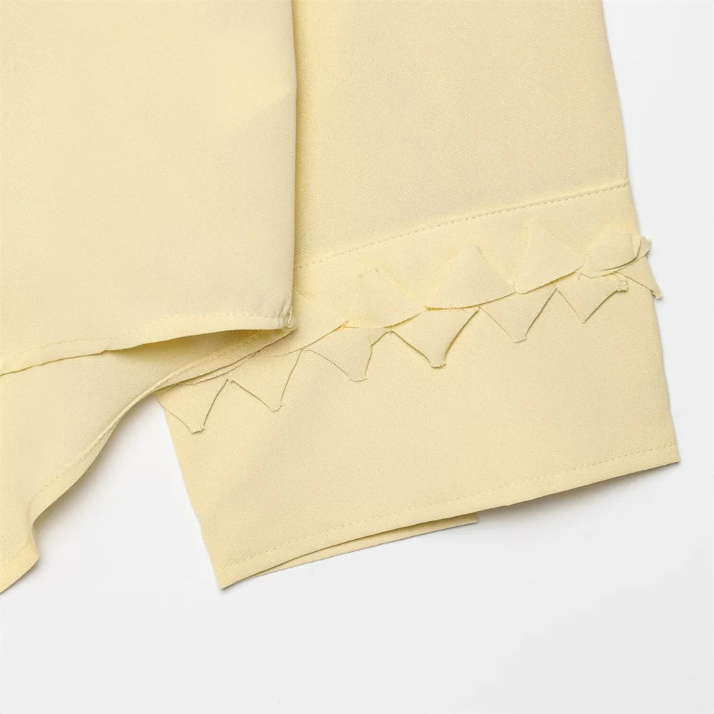 Conjunto Camisa com Babados & Saia Midi Casual Primavera/Verão