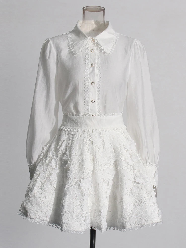 Conjunto Casual com Blusa Patchwork e Saia Mini – Estilo Chic e Atual