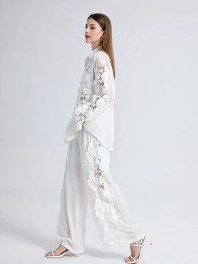 Conjunto bordado delicado - Calça e camisa