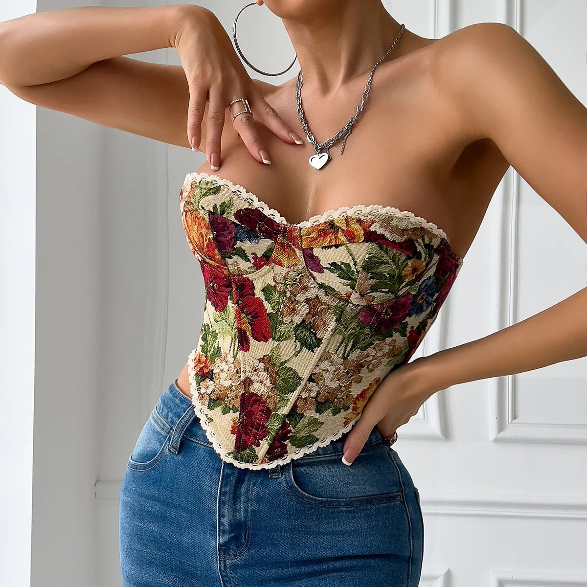 Corset Escultural Estampado Florido