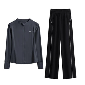 Conjunto Esportivo 2 Peças – Jaqueta de Manga Longa e Calça Pantalona Conforto Total