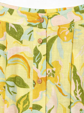 Conjunto Floral com Top Cropped e Saia Evase – Duas Peças Elegantes