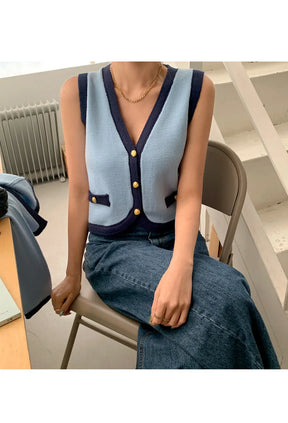 Conjunto Cardigan e Regata tricô