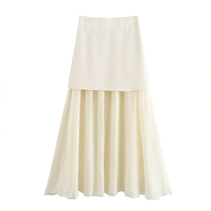 Conjunto Saia Midi Plissada e Colete Regata - Estilo Vintage