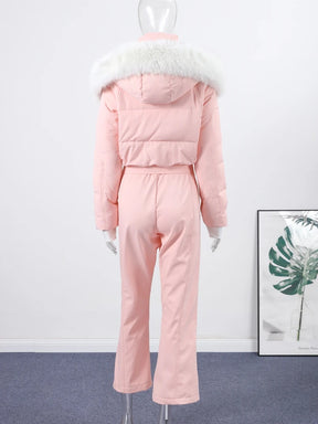Macacão Feminino Elegante – Rosa -  Proteção Impermeável e Design de Inverno