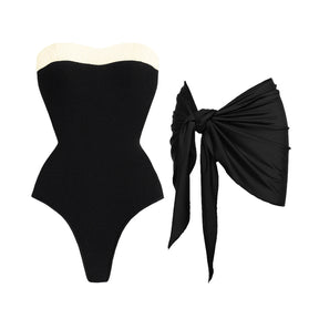 Conjunto de Biquíni Tomara que Caia Bicolor Preto e Branco