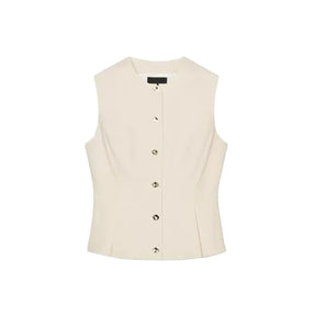 Colete Plissado em Linho Misto - Designer Elegante