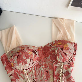 Top de Alças Estampado com Detalhes em Renda