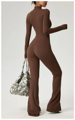 Macacão de Alta Performance com Zíper Frontal e Manga Longa