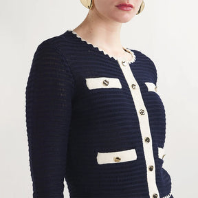 Conjunto Modal Cardigan e Mini Saia - Estilo Retrô Luxuoso