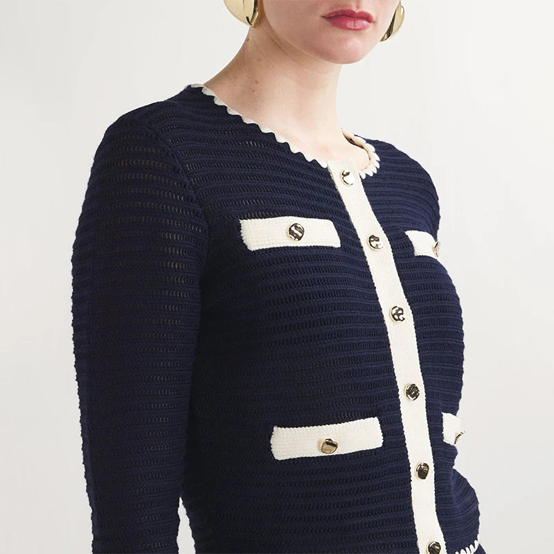 Conjunto Modal Cardigan e Mini Saia - Estilo Retrô Luxuoso