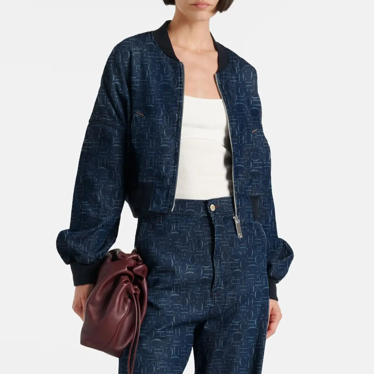 Jaqueta Jeans CHCH – Com Zíper e Bolsos, Gola Lapela, Manga Longa, Estilo Vintage e Fashion
