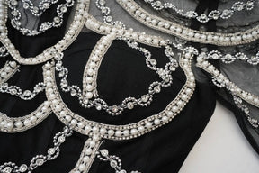 Vestido Longo - Luxo, com Bordado Feito à Mão e Saia em Camadas de Tule