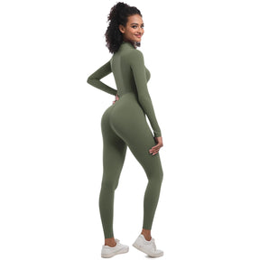 Macacão Fitness Feminino com Zíper Frontal – Modelagem Anatômica e Performance Elegante