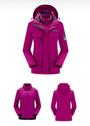 Conjunto Feminino para Ski e Snowboard – Jaqueta Acolchoada com Calça Impermeável e Proteção Térmica