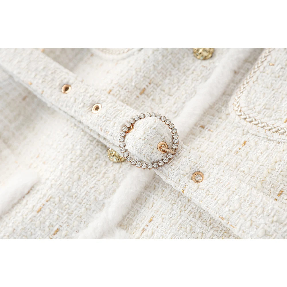 Blazer Tweed Com Cinto - Elegante