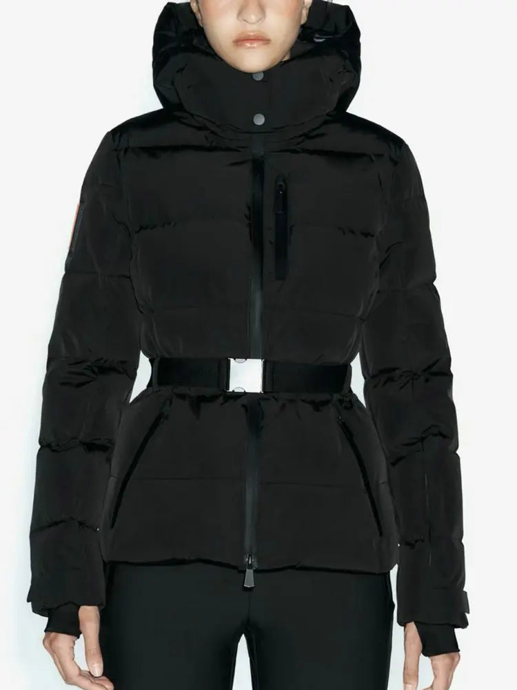 Parka Feminina com Cinto e Gola Alta – Luxo e Conforto para o Inverno