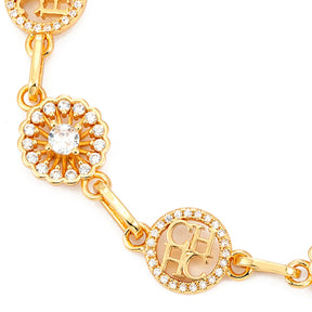 Pulseira CHCH Feminina de Luxo com Design em Letras e Pedrarias