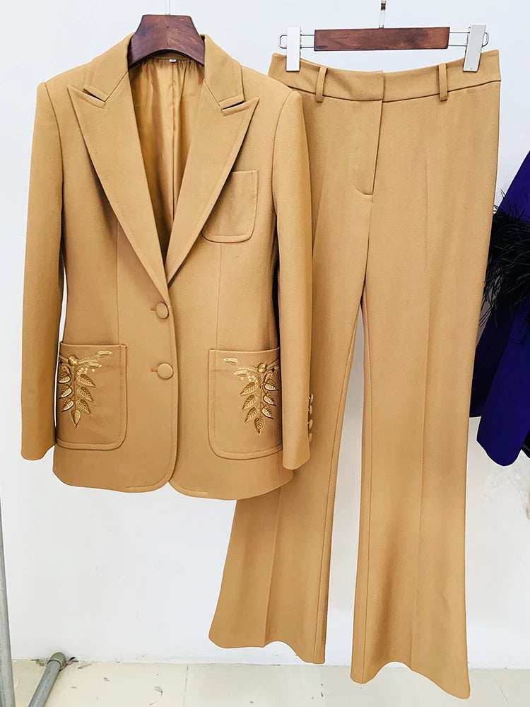 Conjunto de Alfaiataria Blazer Bordado e Calça Slim Fit- Exclusivo Sea Dress
