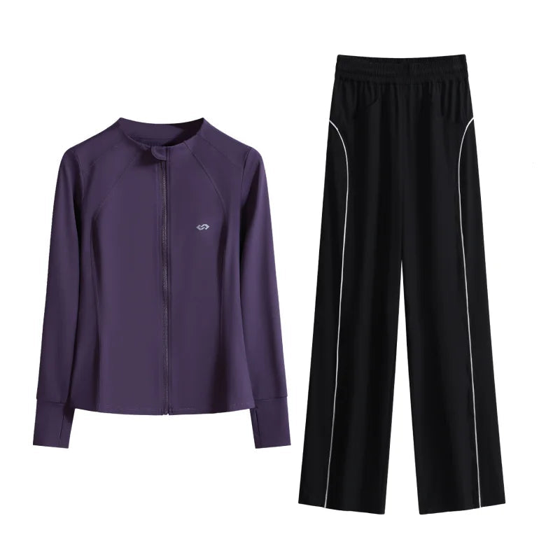Conjunto Esportivo 2 Peças – Jaqueta de Manga Longa e Calça Pantalona Conforto Total