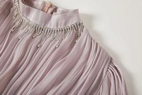 Vestido de Verão SEDA – Luxo Francês, Franjas, Pregas e cristais