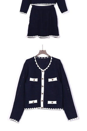 Conjunto Modal Cardigan e Mini Saia - Estilo Retrô Luxuoso