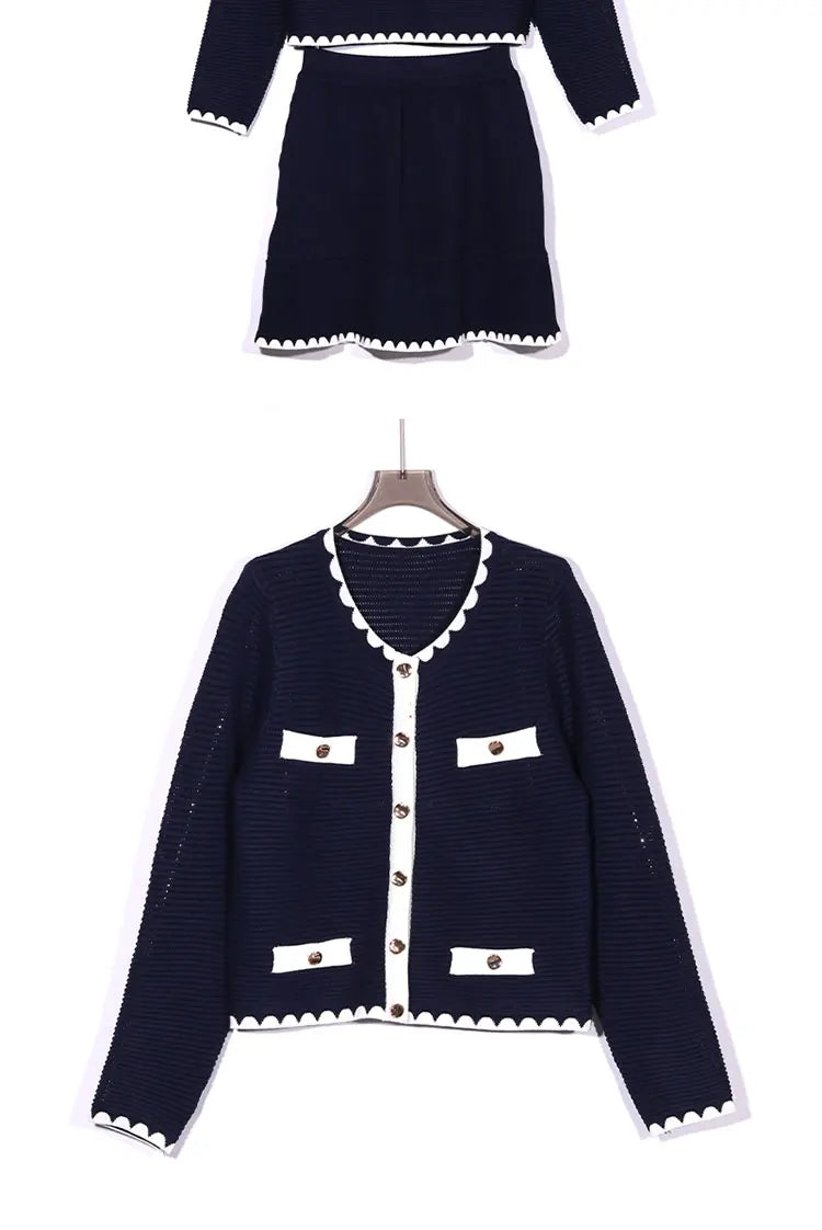 Conjunto Modal Cardigan e Mini Saia - Estilo Retrô Luxuoso