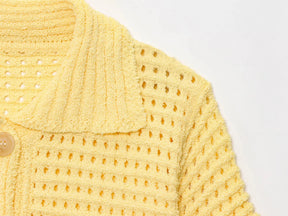 Conjunto em Tricô Vazado – Saia Mini + Camisa