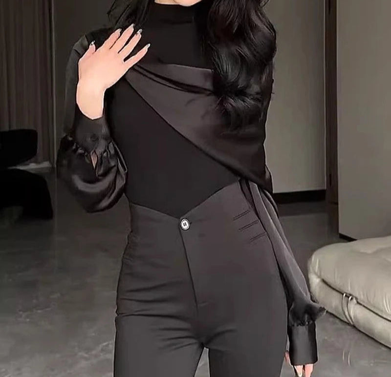 Blusa com Gola Alta Média – Elegância Sofisticada