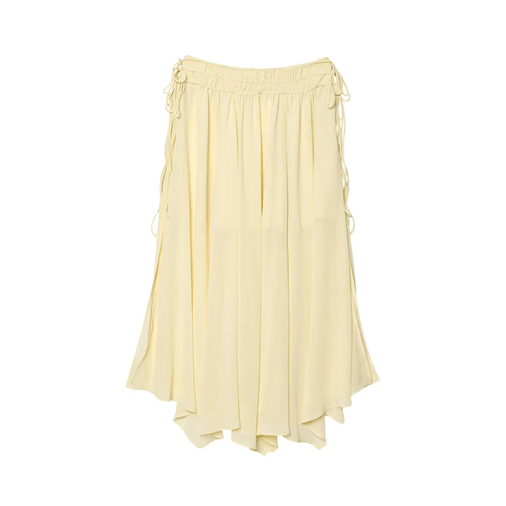 Conjunto Camisa com Babados & Saia Midi Casual Primavera/Verão