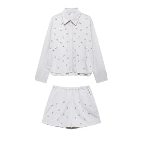 Conjunto Bordado com cristais - shorts e camisa