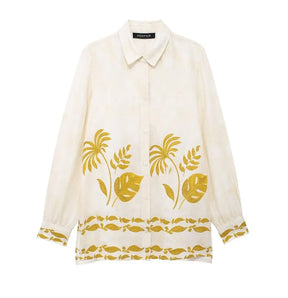 Conjunto Casual 2 Peças: Blusa Bege de Manga Longa com Gola Lapela + Shorts com Cintura Elástica e Faixa