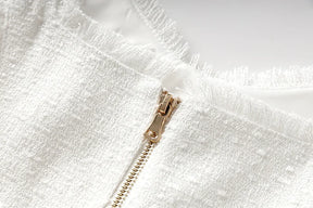 Vestido tweed tecido de luxo qualidade