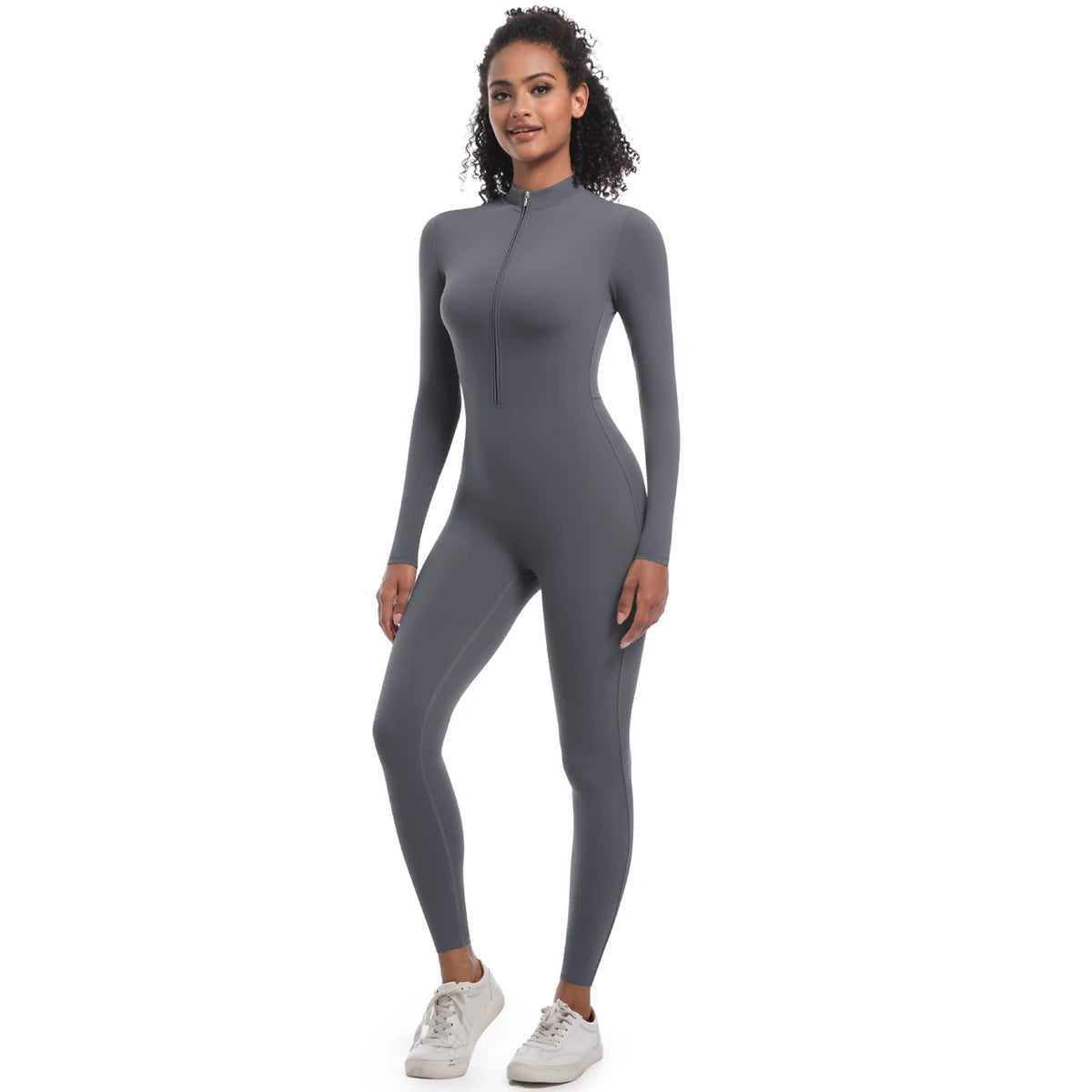 Macacão Fitness Feminino com Zíper Frontal – Modelagem Anatômica e Performance Elegante