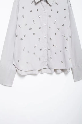 Conjunto Bordado com cristais - shorts e camisa
