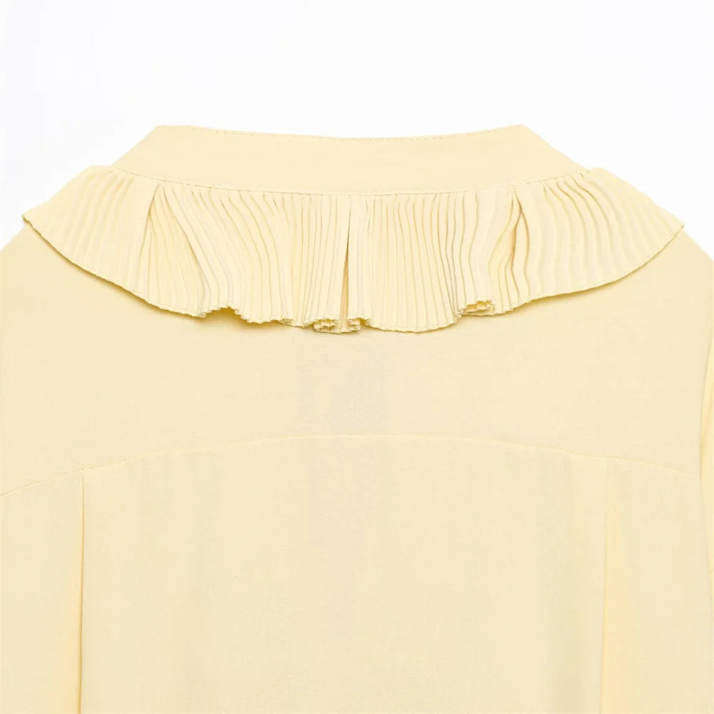 Conjunto Camisa com Babados & Saia Midi Casual Primavera/Verão