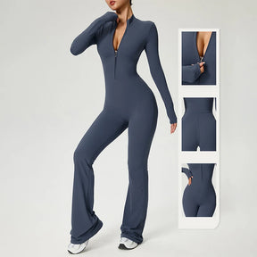 Macacão de Alta Performance com Zíper Frontal e Manga Longa