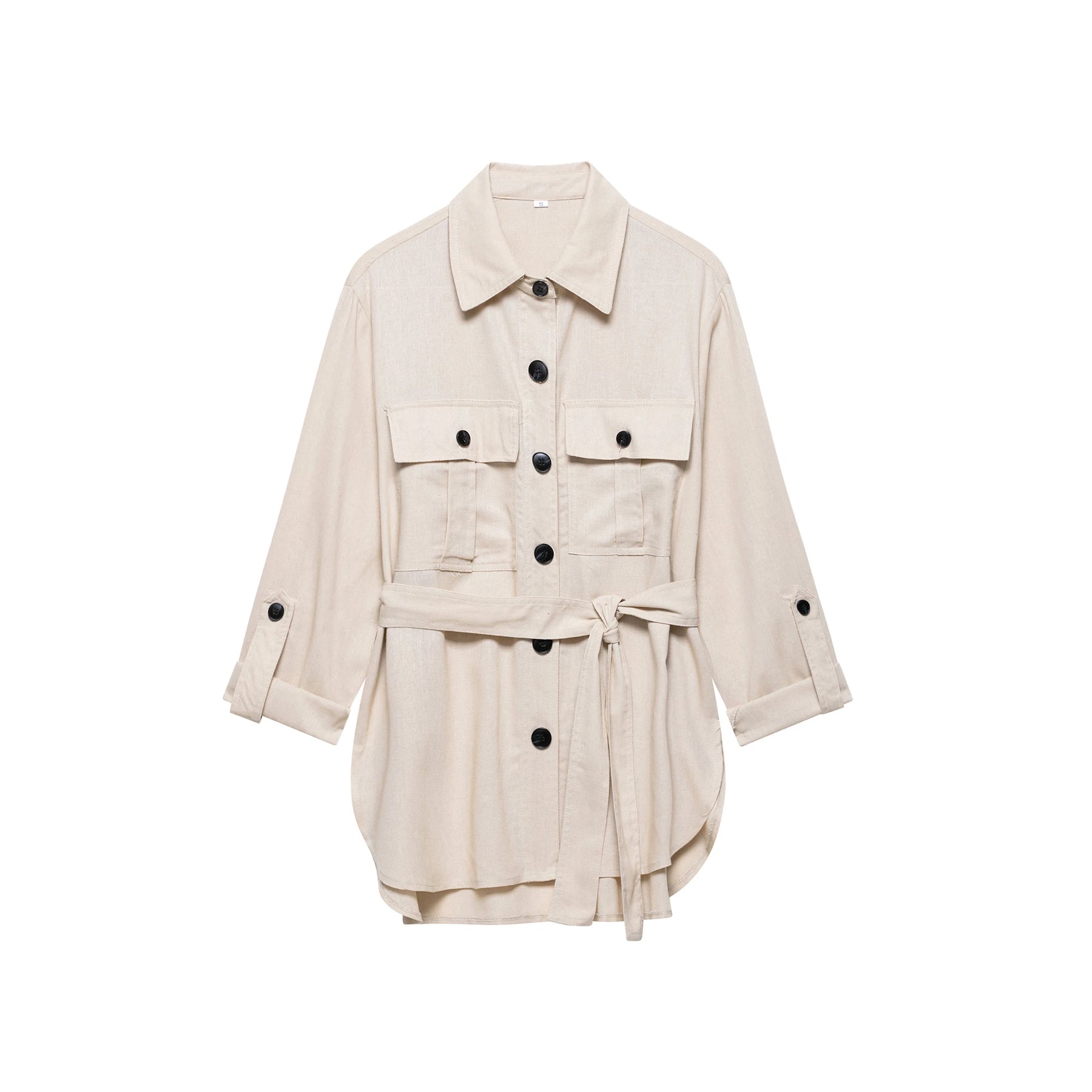 Conjunto Casual Feminino com Cinto, Camisa de Linho e Calça