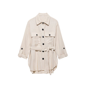 Conjunto Casual Feminino com Cinto, Camisa de Linho e Calça