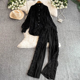 Conjunto bordado delicado - Calça e camisa