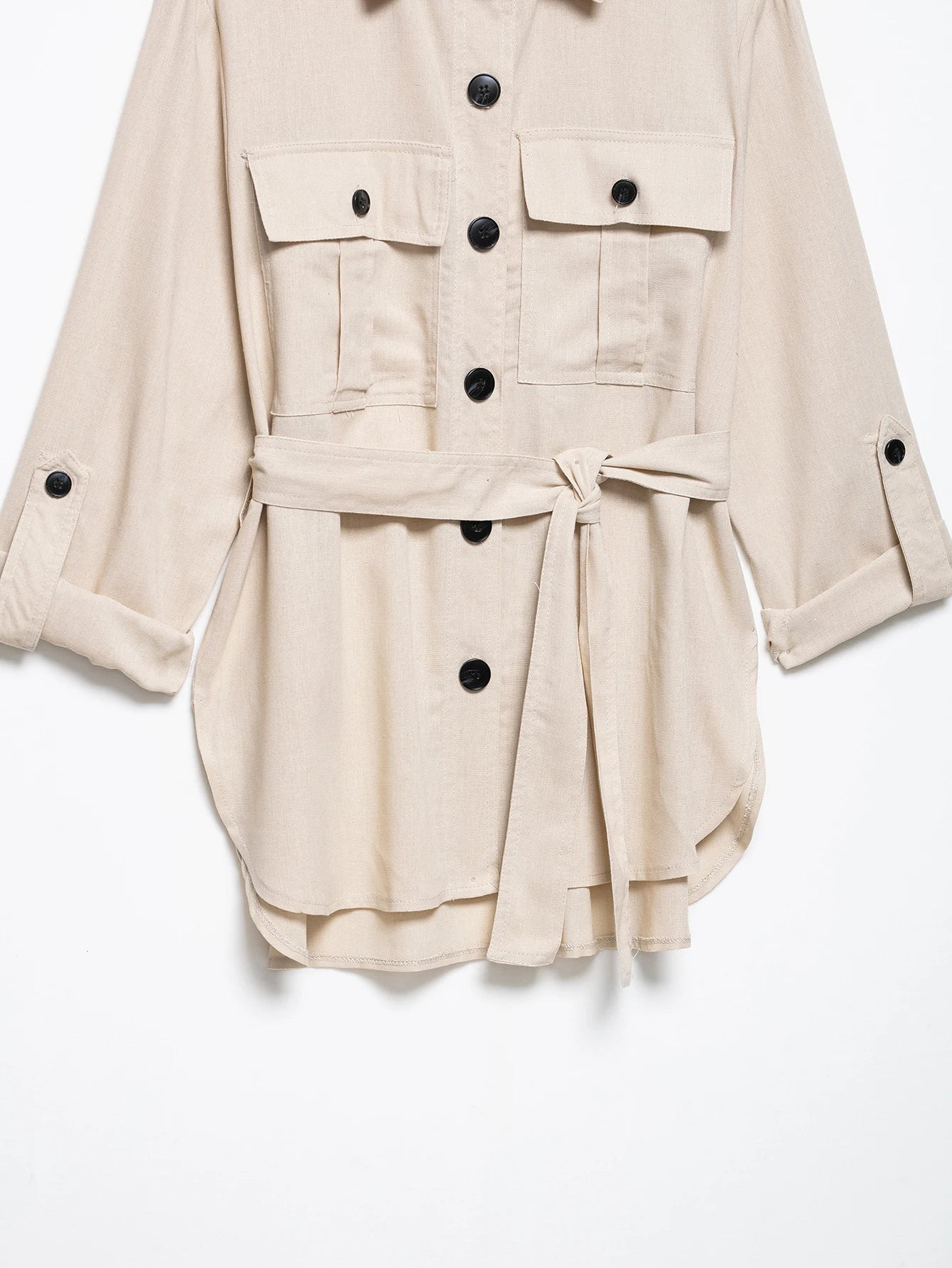 Conjunto Casual Feminino com Cinto, Camisa de Linho e Calça